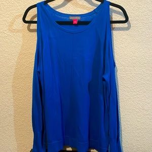 Vince Camuto cold shoulder beautiful jewel tone blue sweater.